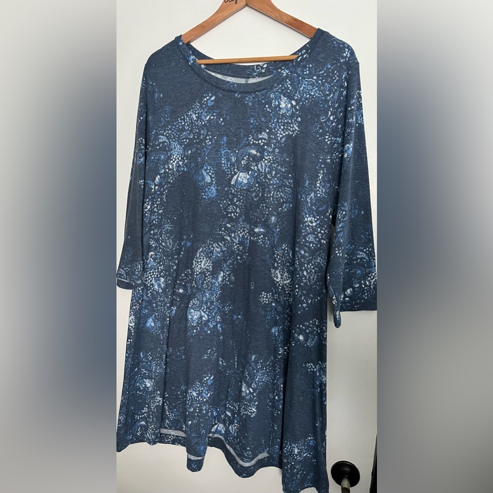 Sonoma blue paisley print 3/4 sleeve dress-XXL!